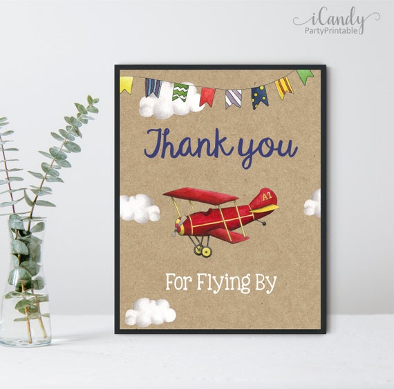 Airplane Birthday, Airplane Poster, Thank You for Flying By Sign, Instant Download, Il_570xn
