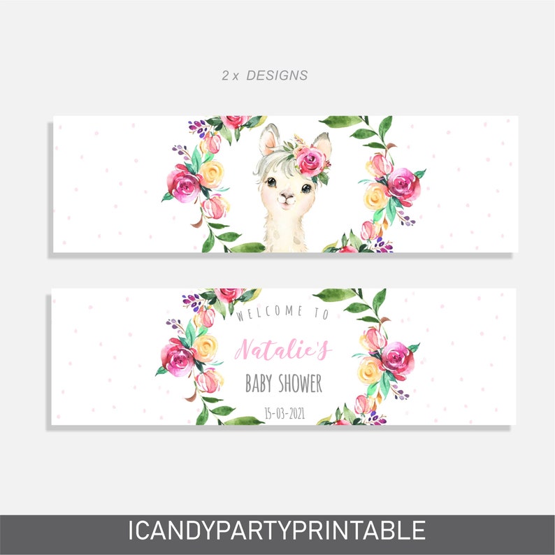 Llama Bottle Labels Llama Baby Shower Editable Printable | Etsy
