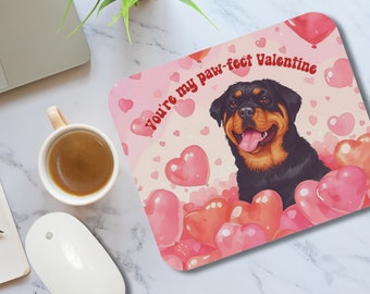 Rottweiler Valentine Mouse Pad, Valentine Gift, Dog Lover Mouse Pad, Valentine Office Decor, Dog Lover Gift, Mouse Pad Gift, Paw-Fect
