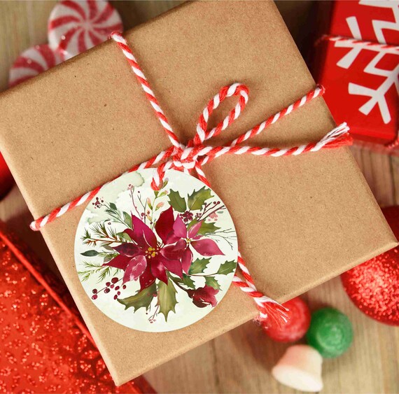 Printable Christmas Gift Tags, Holiday Gift Tags, 2 inch Circle Tags, Editable Instant Download, Il_570xn