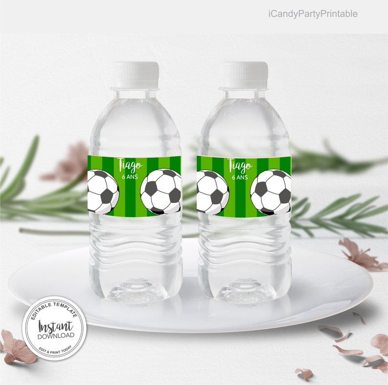 Football Water Bottle Labels for Boy Birthday DIY Party Etsy
