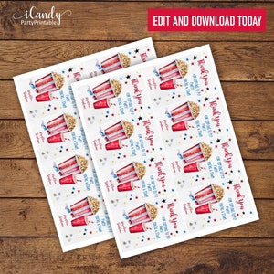 Movie Night Party, Thank You Cards, Editable, Instant Download - Etsy
