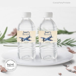Airplane Water Bottle Labels for Baby Shower,  DIY Party décor, Printable Labels, Instant download,