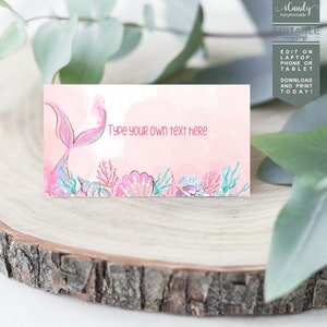 Mermaid Party Place Cards, Mermaid Tail Party Food Cards, Printable Cards, Instant Download,