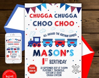 Train Birthday Invitation Instant Download, Chugga Chugga CHOO CHOO, Boys Train Party, Any Age