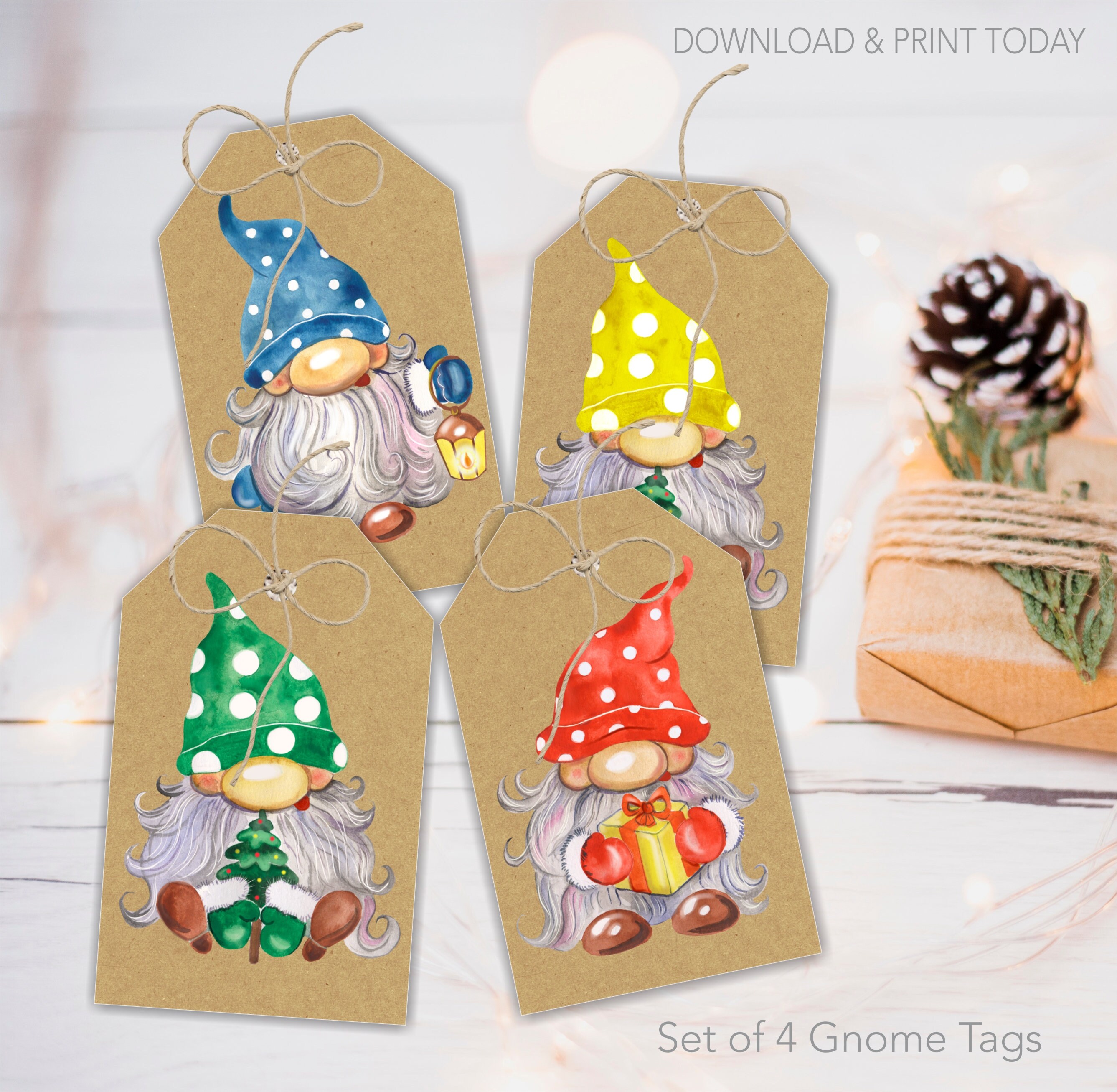 Christmas Gift Tags Christmas Gnomes Printable Gift Tags | Etsy