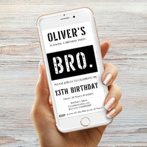 EDITIERBARE Bro Geburtstagseinladung, Bruh Party Einladung, Dude Smartphone einladen, Teen Tween Boy Geburtstag einladen, sofort Download,