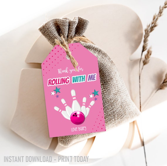 Bowling Thank You Tag, Bowling Favor Tag, Editable Tags, INSTANT DOWNLOAD Il_570xn