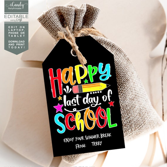 End of School Year Tag Printable, Teacher Appreciation Tags, Summer Holiday Gift Tags, Instant Download, Il_570xn