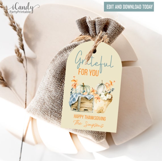 Thanksgiving Printable, Favor Tags, Thank You Tags, Editable, Instant Download Il_570xn