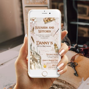 Editable Magical Wizard Birthday Party Invitation, Wizard Smartphone Invitation, Magic School Wizardry Party, Instant Download