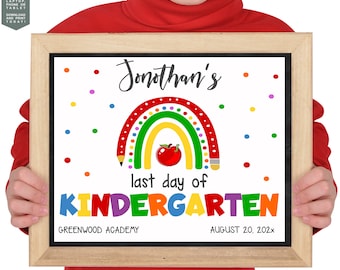 Editable Rainbow First Day of School Sign, Last Day of School Sign, Back to School Print, Kindergarten Sign, Instant Download,
