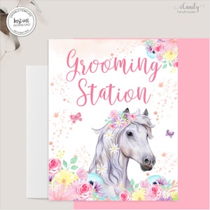 Horse Grooming Station Sign, Birthday Sign, Editable Sign, Printable Instant Download, image 2