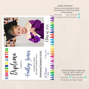 Editable Kindergarten Diploma With Photo, Preschool Certificate ...