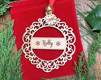Christmas Ornament - Personalized Laser Engraved Wood Ornament