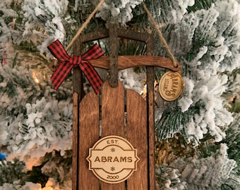 Personalized Sleigh Wooden Ornament