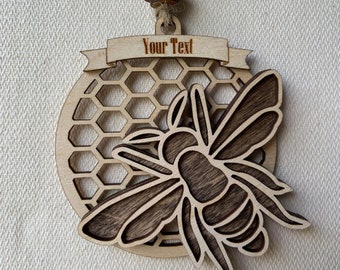 Bee Wooden Ornament - Personalize