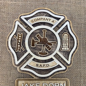 Personalized Wooden Fire Department Award, Plaque, Recognition
