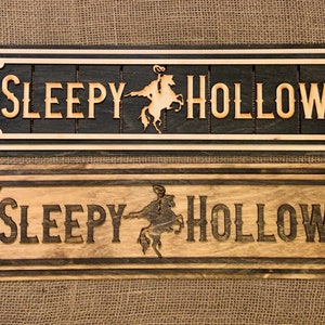 Sleepy Hollow - laser cut layered wood sign