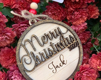 Christmas Ornament - Personalized Laser Engraved Wood Ornament