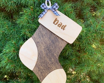 Reusable Lasered Wood Stocking Gift Card Holder - Stocking Name Tag Gift Card Holder - Ornament Gift Card Holder - Personalization Available