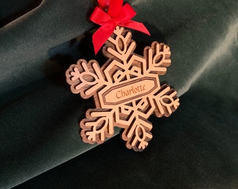 Holiday Ornament - Personalized Laser Engraved Wood Ornament
