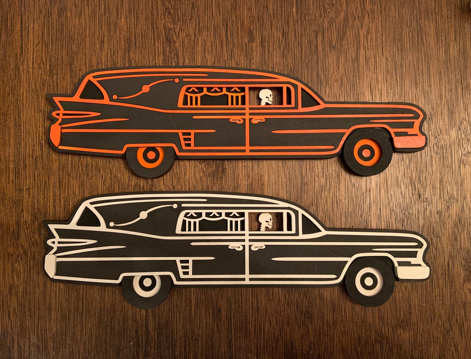 Vintage Inspired Halloween Hearse Wall Art Halloween Decor Etsy