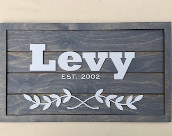 Rustic Family Sign, Family Name Established, Custom Wood Sign, Wedding Sign, Personalized Gift, Last Name Sign, 3D Personalized Sign