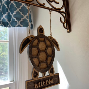 Custom Wood Hanging Sign - Turtle / Welcome - Etsy