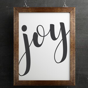 JOY printable wall art, 8x10 and 12x18, typography print, script, calligraphy