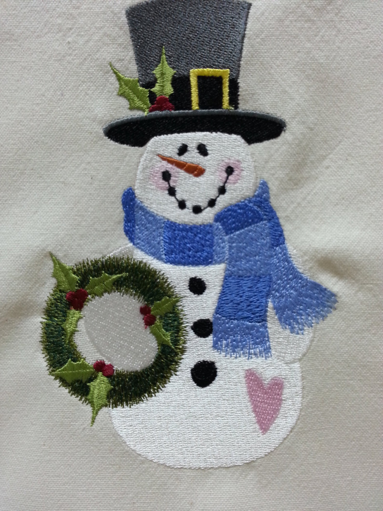 Embroidered snowmanembroidered snowman with wreath  etsy Embroidered snowmanembroidered snowman with wreath  etsy
