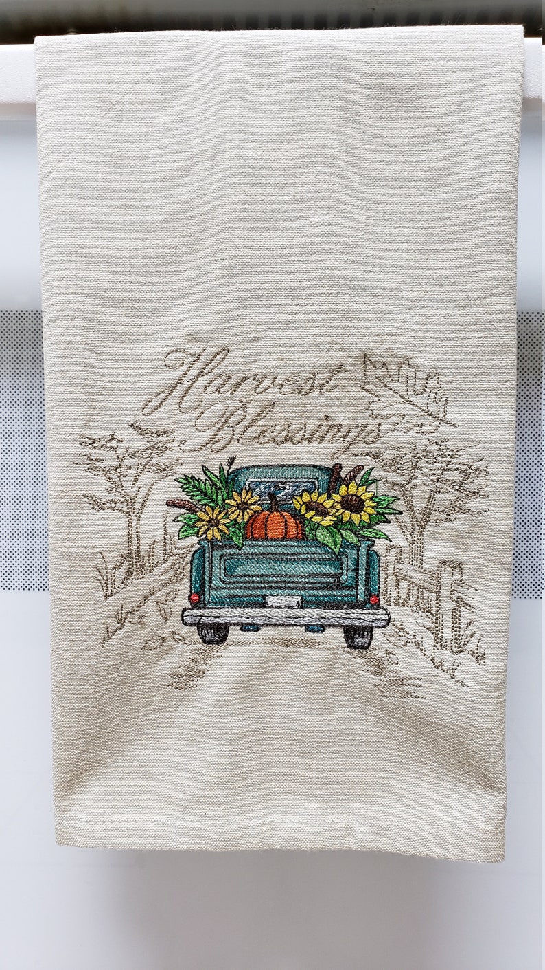 Embroidered Harvest Blessings/Fall Harvest Truck with image 0