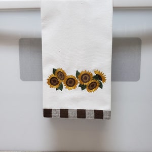 Embroidered Sunflowers/Fall Sunflower/Floral Autumn Flowers/Fall Sunflower Kitchen/Tea/Hand  Towel