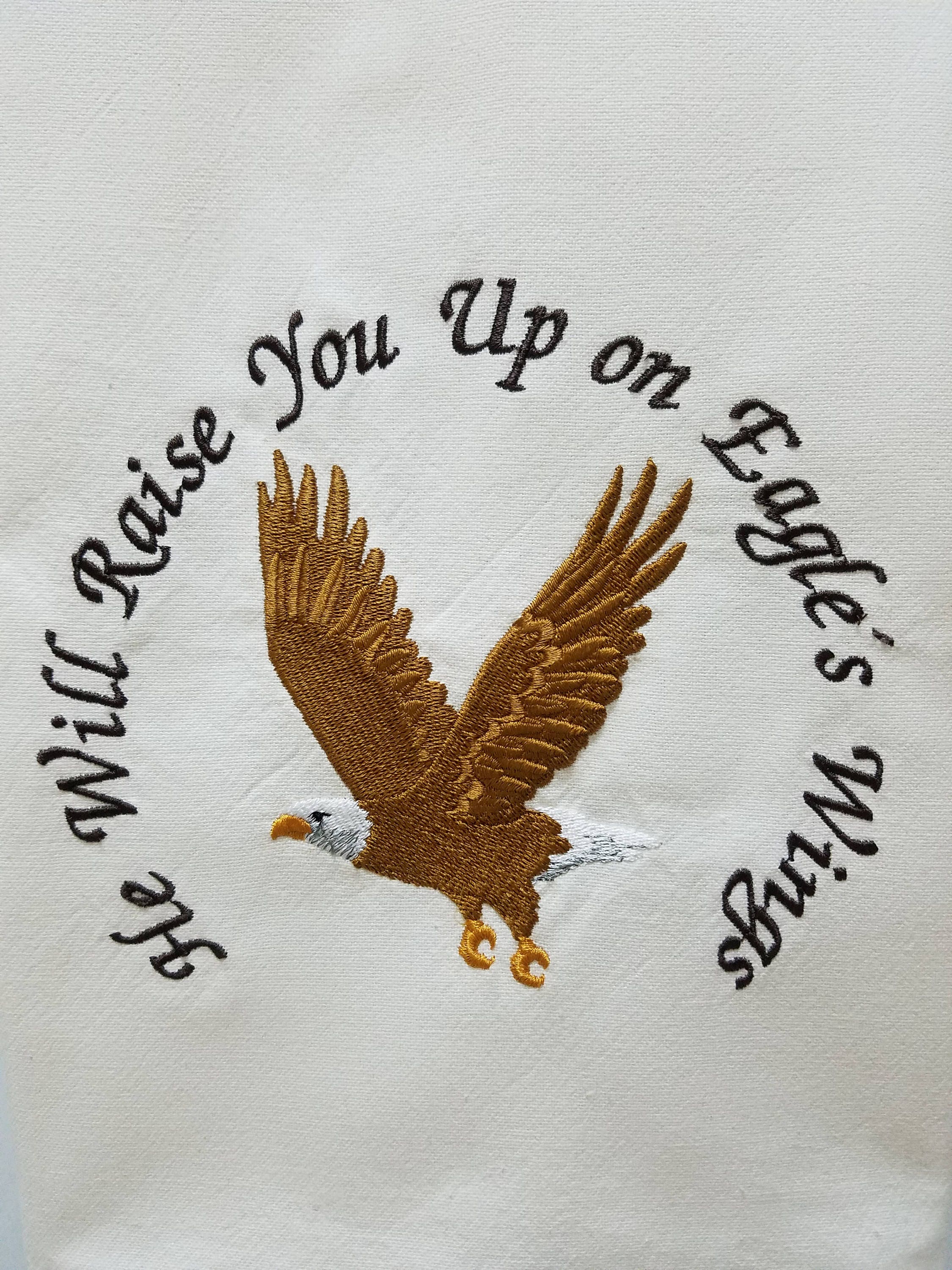 Embroidered He will Raise You up on Eagle's Wings/ Etsy
