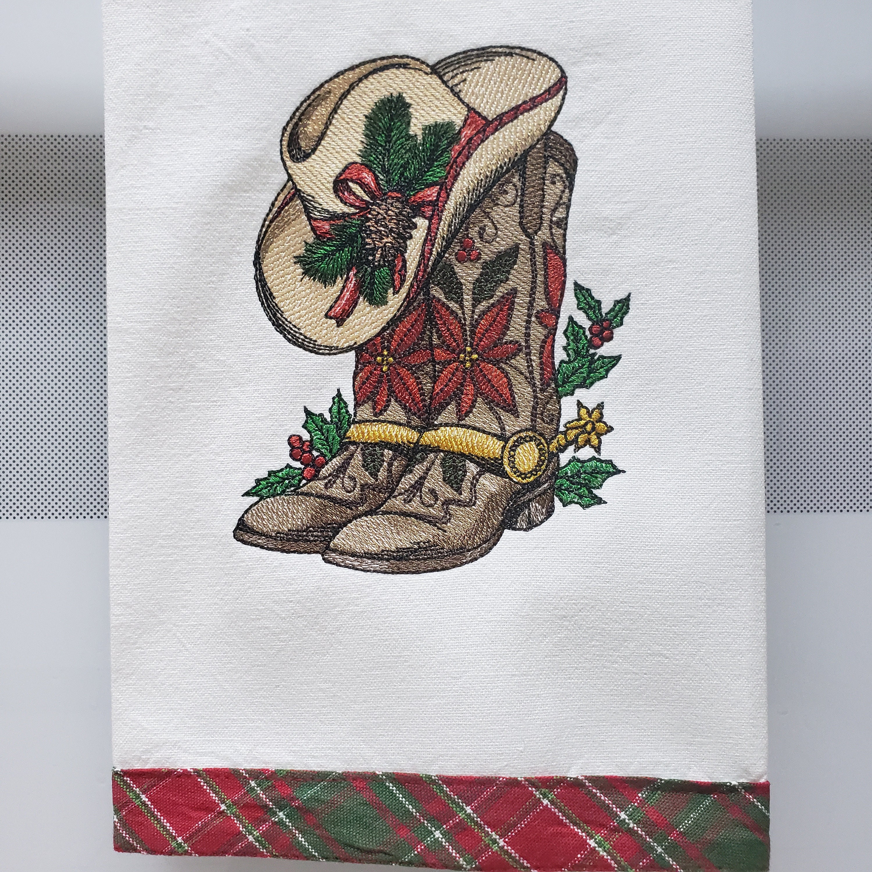 Embroidered Christmas Boots and Hat/embroidered Western - Etsy
