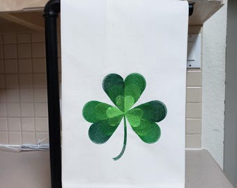 Embroidered St. Patrick's Day Shamrock Kitchen Towel, Shamrock Tea Towel, Shamrock kitchen towel, St. Patrick's Day decor