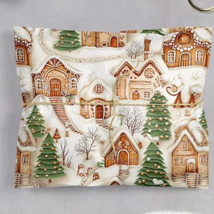 Holiday Gift Wrap: Gingerbread House & Christmas Tree, Decorative Beige, White 100gsm Matte Wrapping Paper bild 7