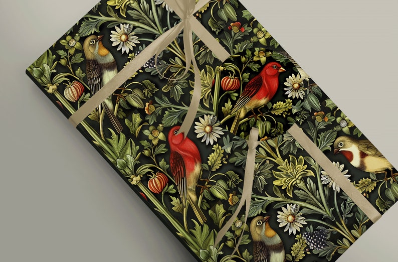 Elegant Christmas Gift Wrap with Four Calling Birds