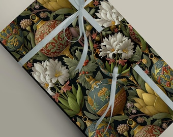 Luxury Art Nouveau Wrapping Paper – Baubles & Floral Design | Elegant Gift Wrap | Vintage Inspired Decorative Paper