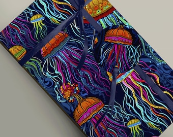 Whimsical Oceanic Gift Wrap: Vibrant Funky Jellyfish Design - Bring a Pop of Color to Any Occasion! Decorative Gift Wrap Paper 100gsm