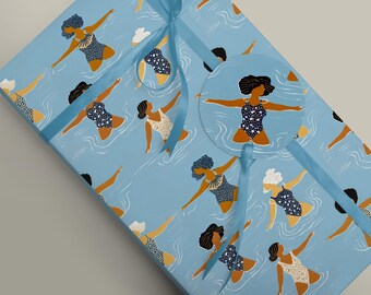 Aquarobic Gift Wrapping Paper, Exclusive Swimmer Gift Wrap Present 100gsm