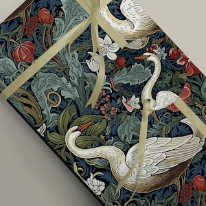 Emballage cadeau de Noël de luxe élégant sur le thème des cygnes - Faites de vos cadeaux un moment spécial pour les fêtes de fin d'année ! Papier cadeau mat 100 g,