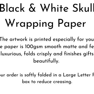 Details of the listing for skull wrapping paper.