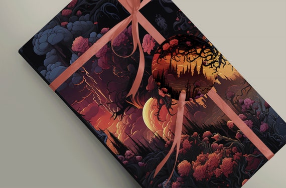 Elegant Whimsy Goth Tree of Life Wrapping Paper - Delightfully Spooky Gift Wrap Options Gift For Her Witchy Gothic 100gsm Paper