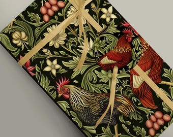 Hens or Roosters Gift Wrap - Perfect for Christmas Presents! - Art Nouveau Inspired Design  Regal Chicken