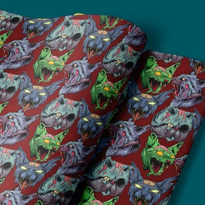 Zombie Cat Gothic wrapping paper