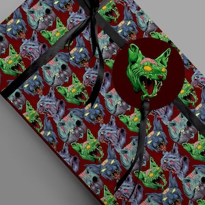 Zombie Cat Gothic wrapping paper