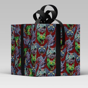 Zombie Cat Gothic wrapping paper