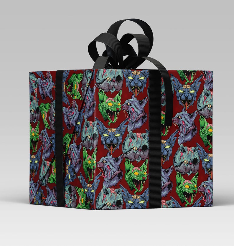 Zombie Cat Gothic wrapping paper