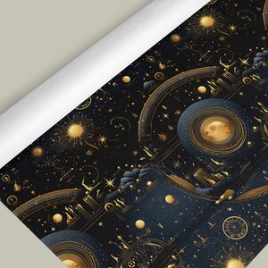 Moon phase and Zodiac Gift Wrapping Paper Roll